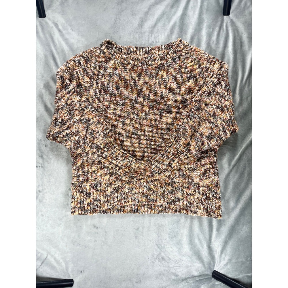 Coco And Jaimeson Metallic Marled Chunky Knit Wool Blend Boat Neck Sweater Sz M